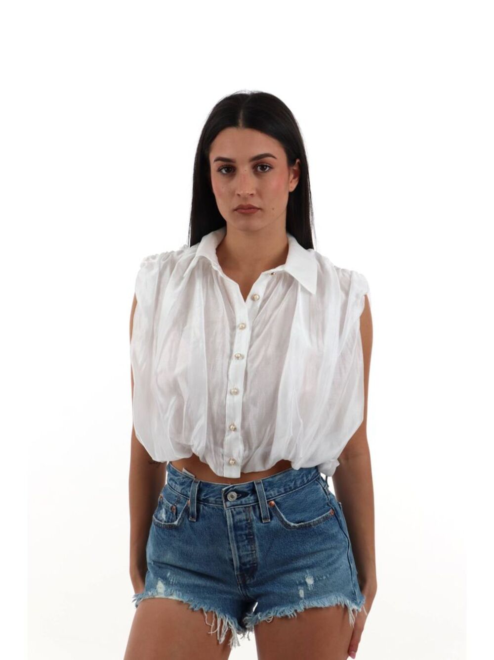 I AM Camicia Donna Mod. 26104 DRESS BIANCO Bianco