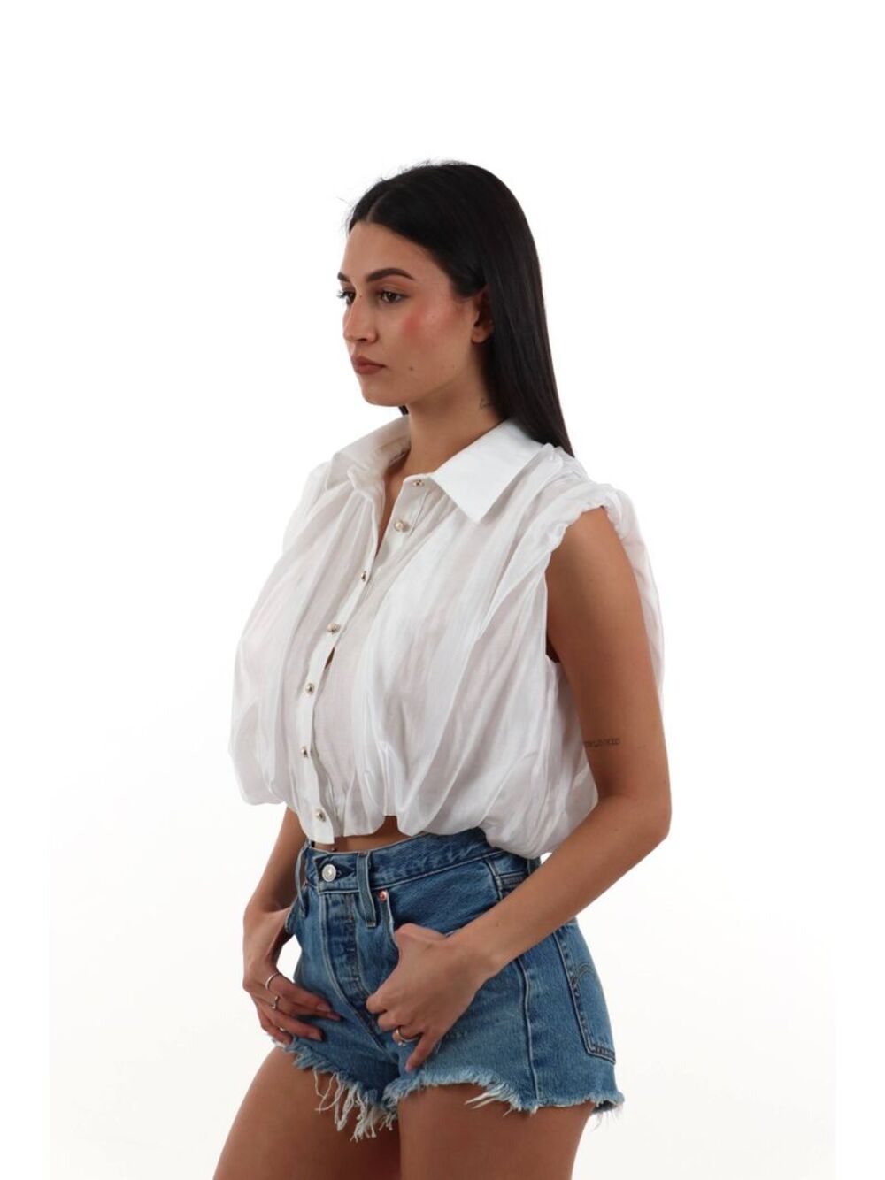 I AM Camicia Donna Mod. 26104 DRESS BIANCO Bianco