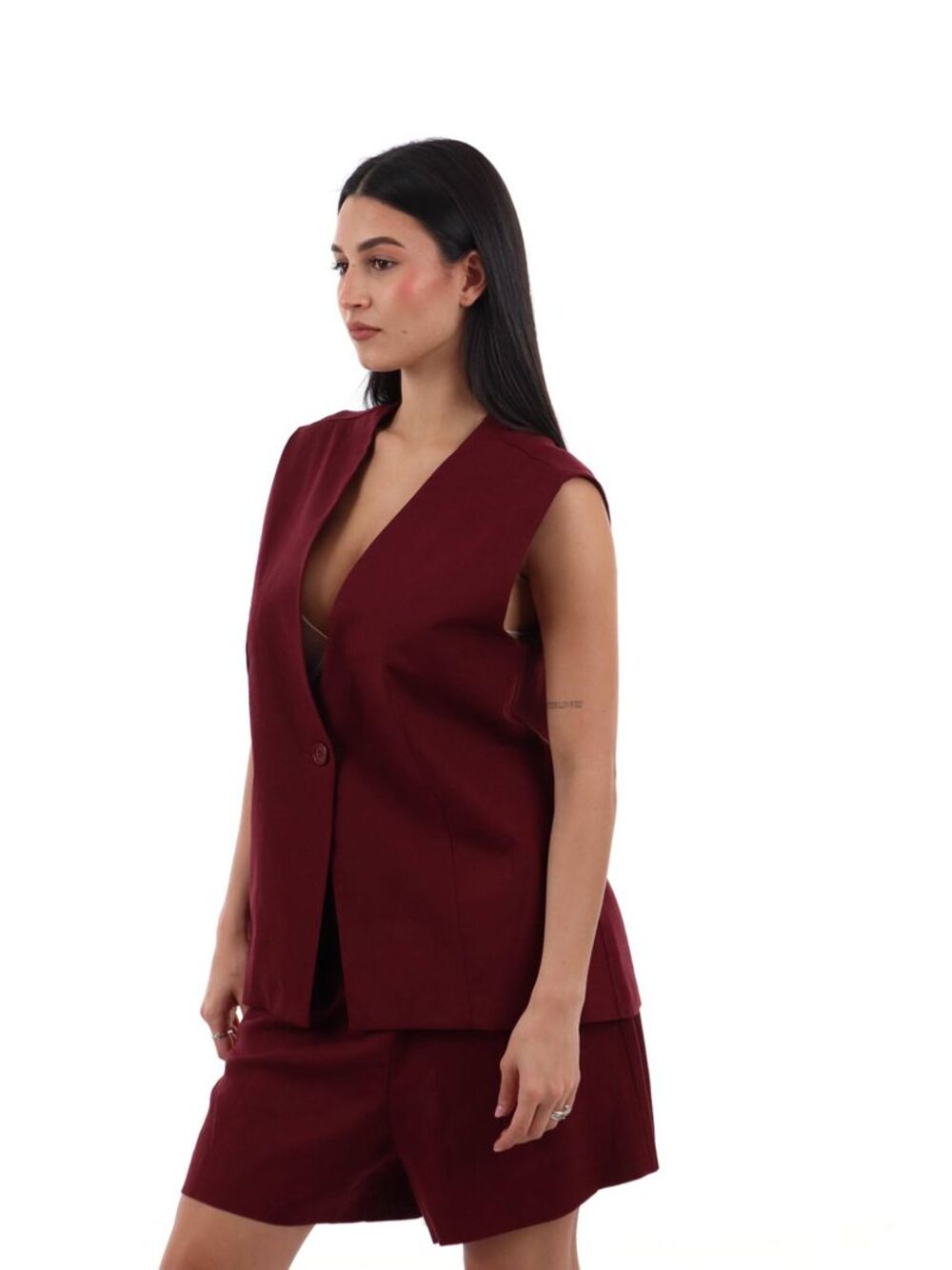 I AM Gilet Donna Mod. 26135 LINO OLIO BORDEAUX