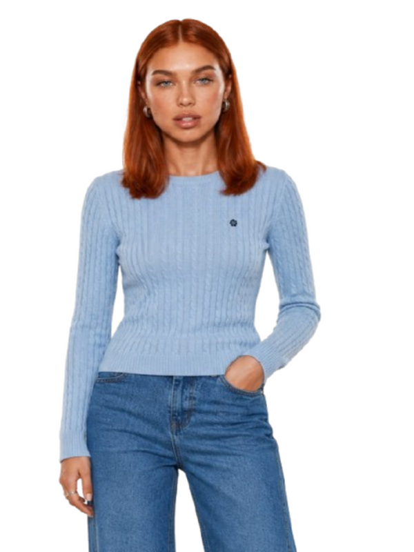 I AM Maglione Donna Mod. 26234TRECCIA FIORE CIELO Cielo