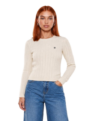 I AM Maglione Donna Mod. 26234TRECCIA FIORE PANNA Panna
