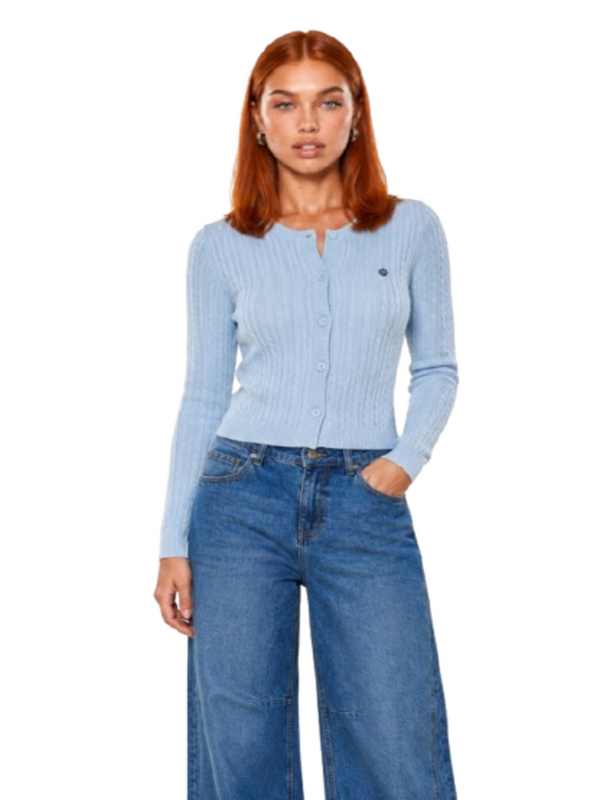 I AM Cardigan Donna Mod. 26235TRECCE FIORE CIELO Cielo