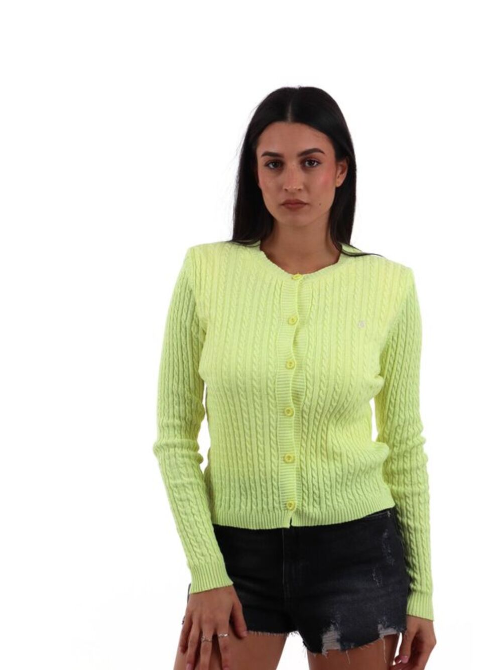 I AM Cardigan Donna Mod. 26235TRECCE FIORE GIALLO Giallo