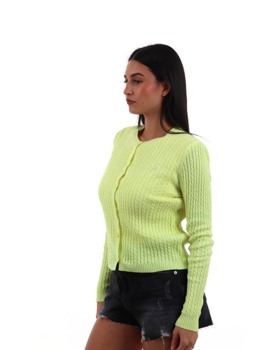 I AM Cardigan Donna Mod. 26235TRECCE FIORE GIALLO Giallo