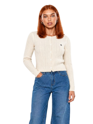 I AM Cardigan Donna Mod. 26235TRECCE FIORE PANNA Panna