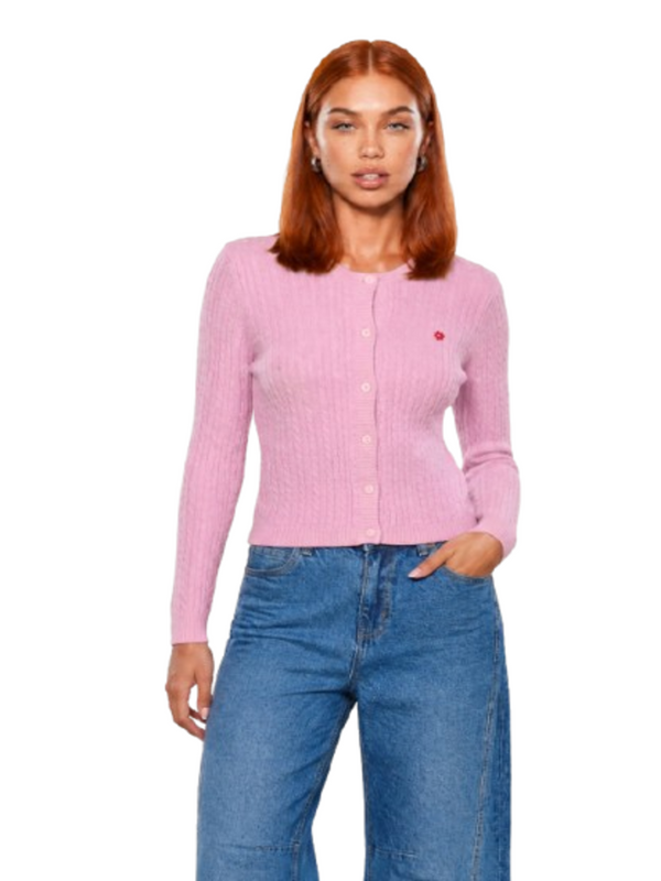 I AM Cardigan Donna Mod. 26235TRECCE FIORE ROSA Rosa