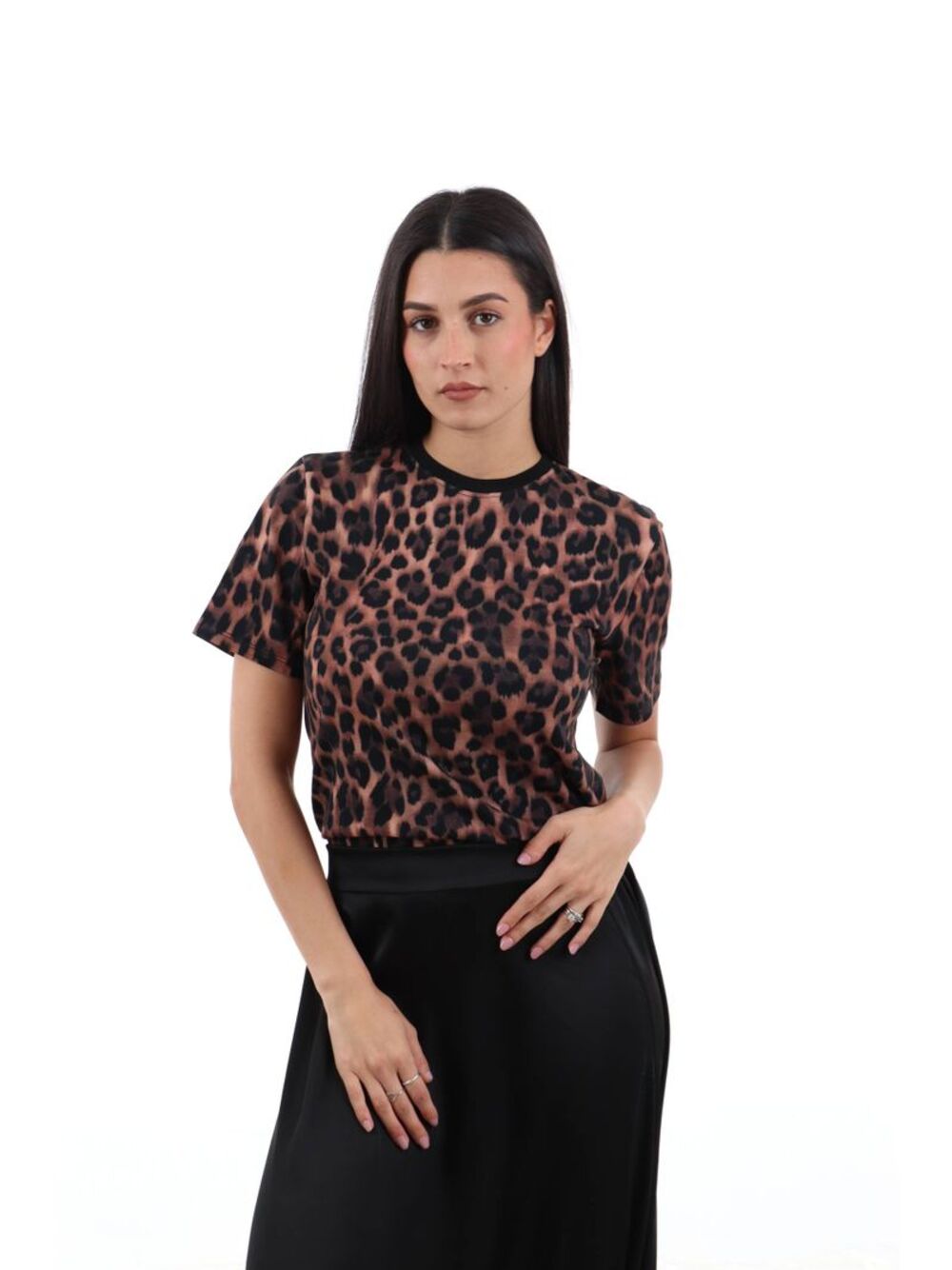 I AM T-shirt Donna Mod. 26522 W%H LEOPARDATO Leopardato