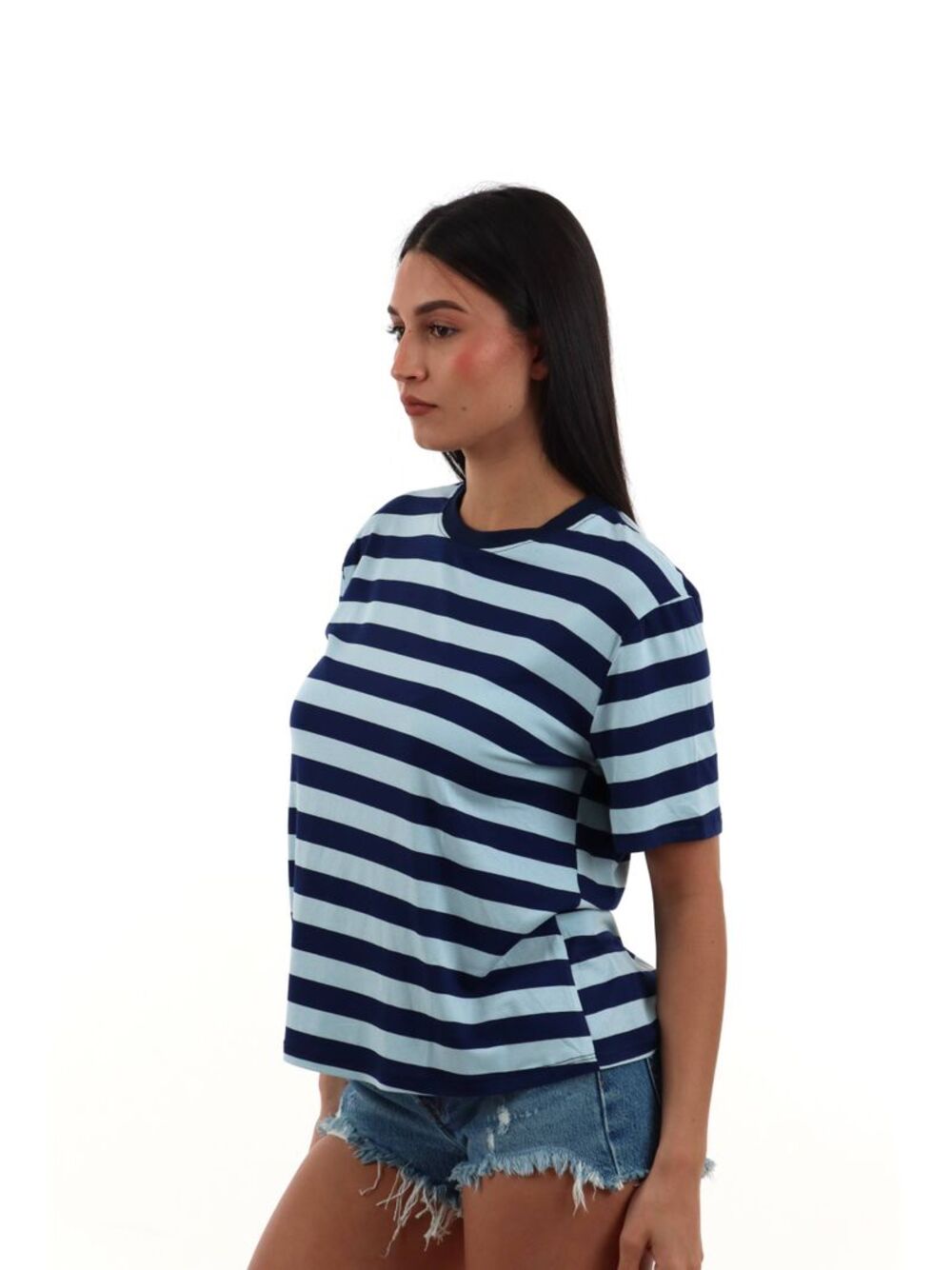 I AM T-shirt Donna Mod. 26522 W&HRIGA CELESTE/NAVY