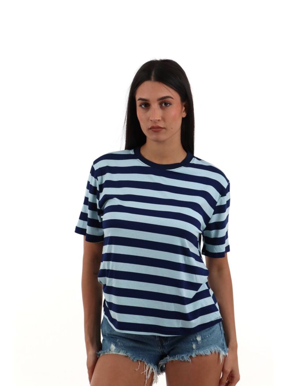 I AM T-shirt Donna Mod. 26522 W&HRIGA CELESTE/NAVY