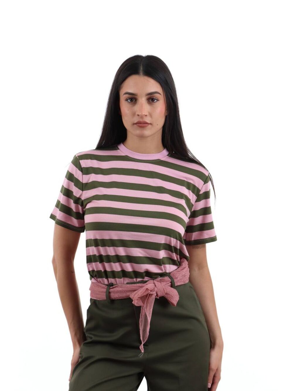 I AM T-shirt Donna Mod. 26522 W&HRIGA OLIVA/ROSA