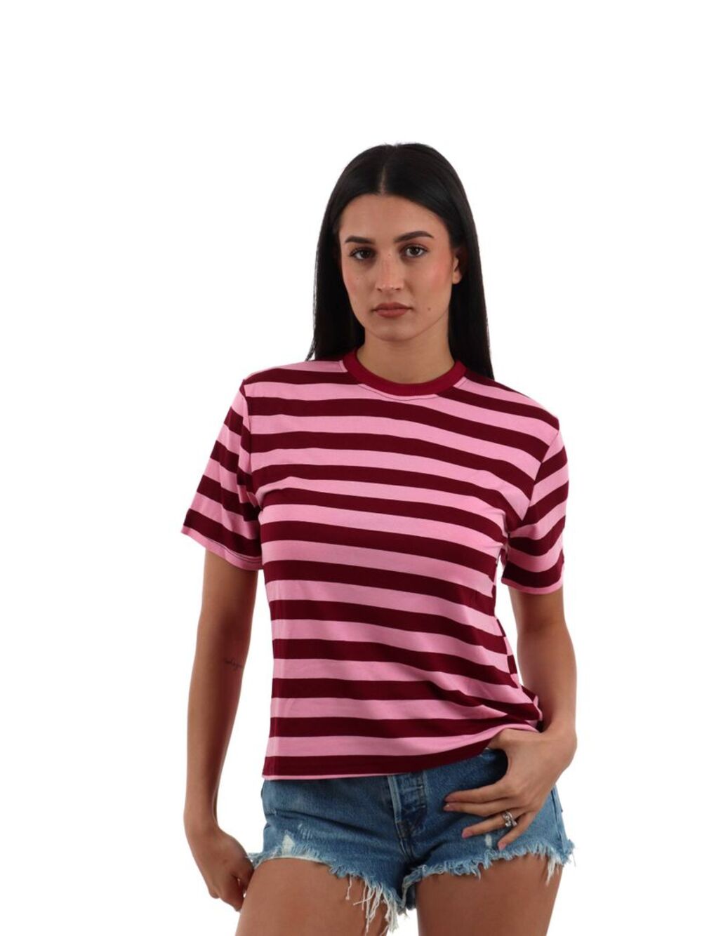 I AM T-shirt Donna Mod. 26522 W&HRIGA ROSA/VINO