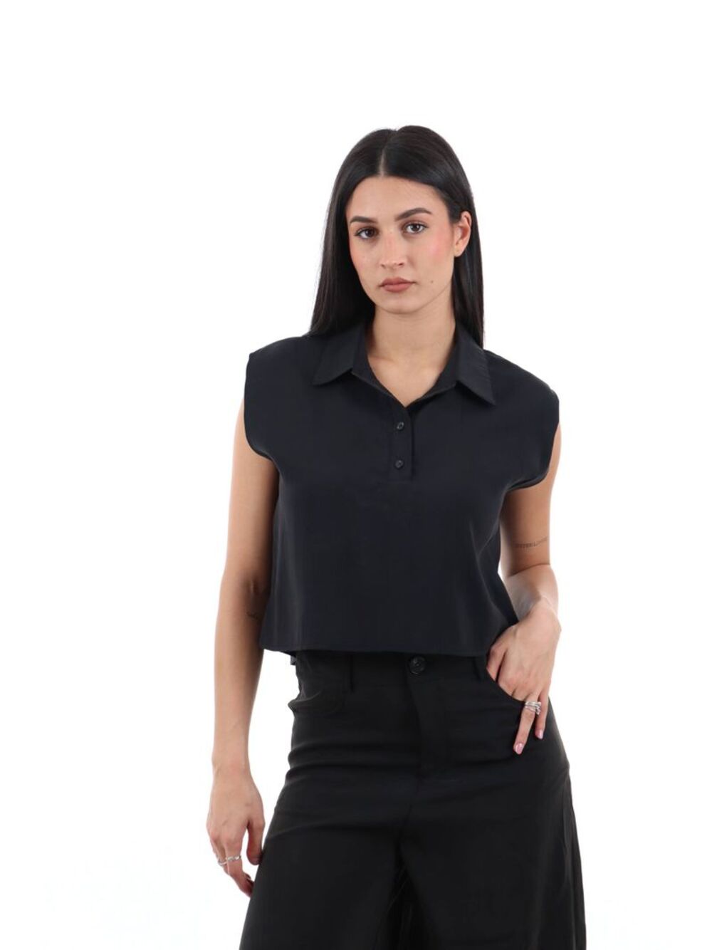 I AM Camicia Donna Mod. 30902 FASHIONCROP NERO Nero