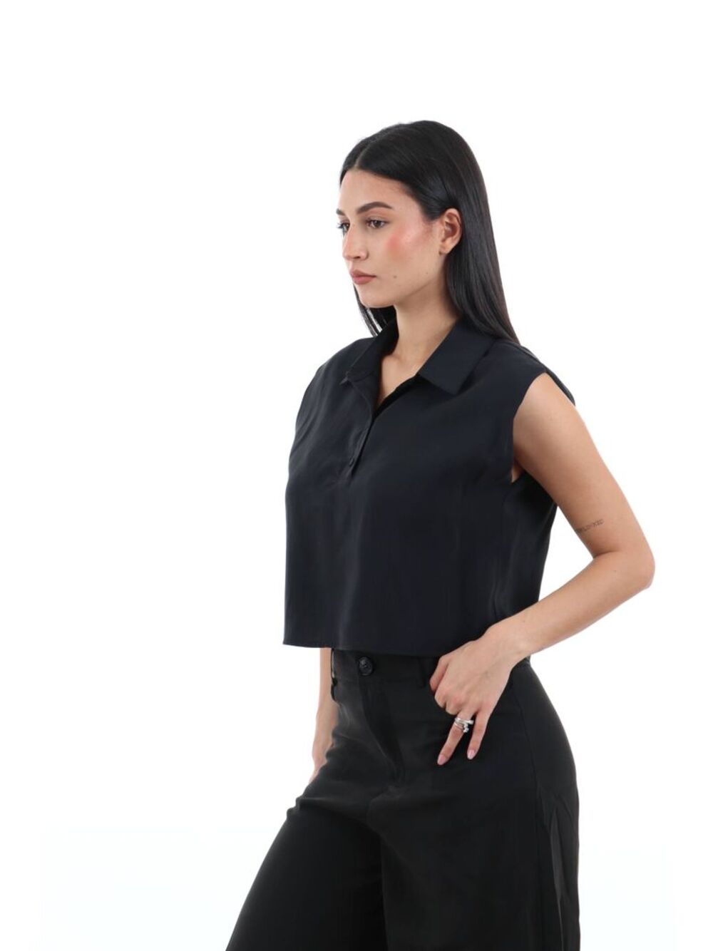I AM Camicia Donna Mod. 30902 FASHIONCROP NERO Nero