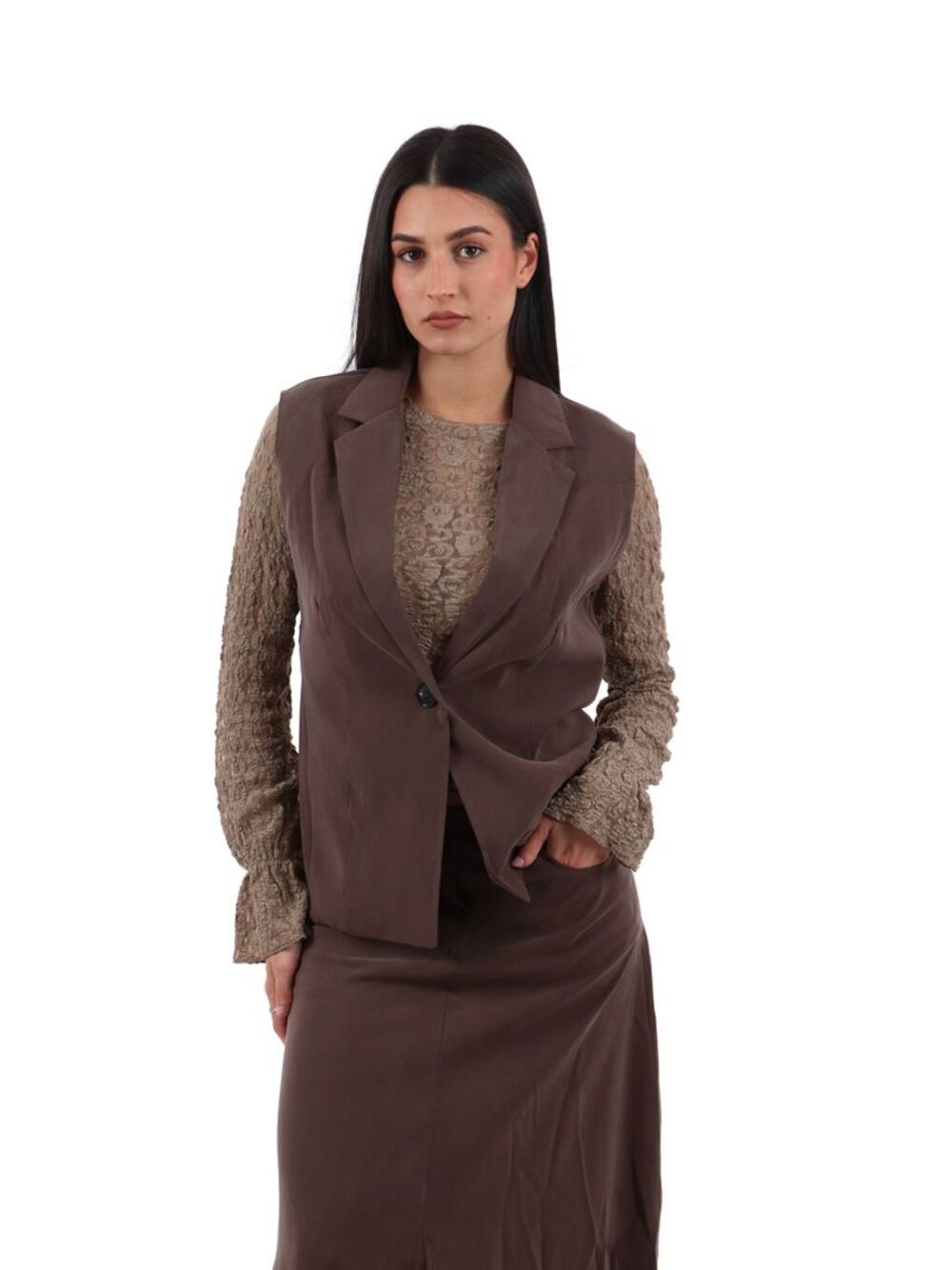 I AM Gilet Donna Mod. 30912 FASHIONTEC CAFFÈ Caffè Scuro