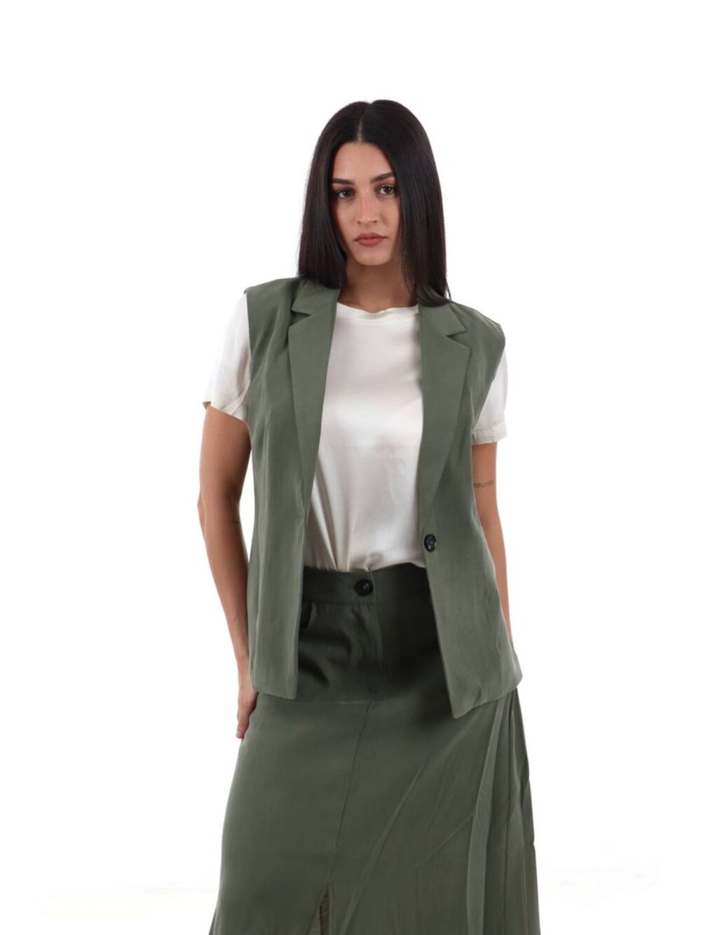 I AM Gilet Donna Mod. 30912 FASHIONTEC MILITARE Militare