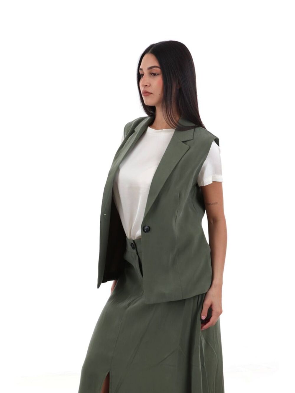 I AM Gilet Donna Mod. 30912 FASHIONTEC MILITARE Militare
