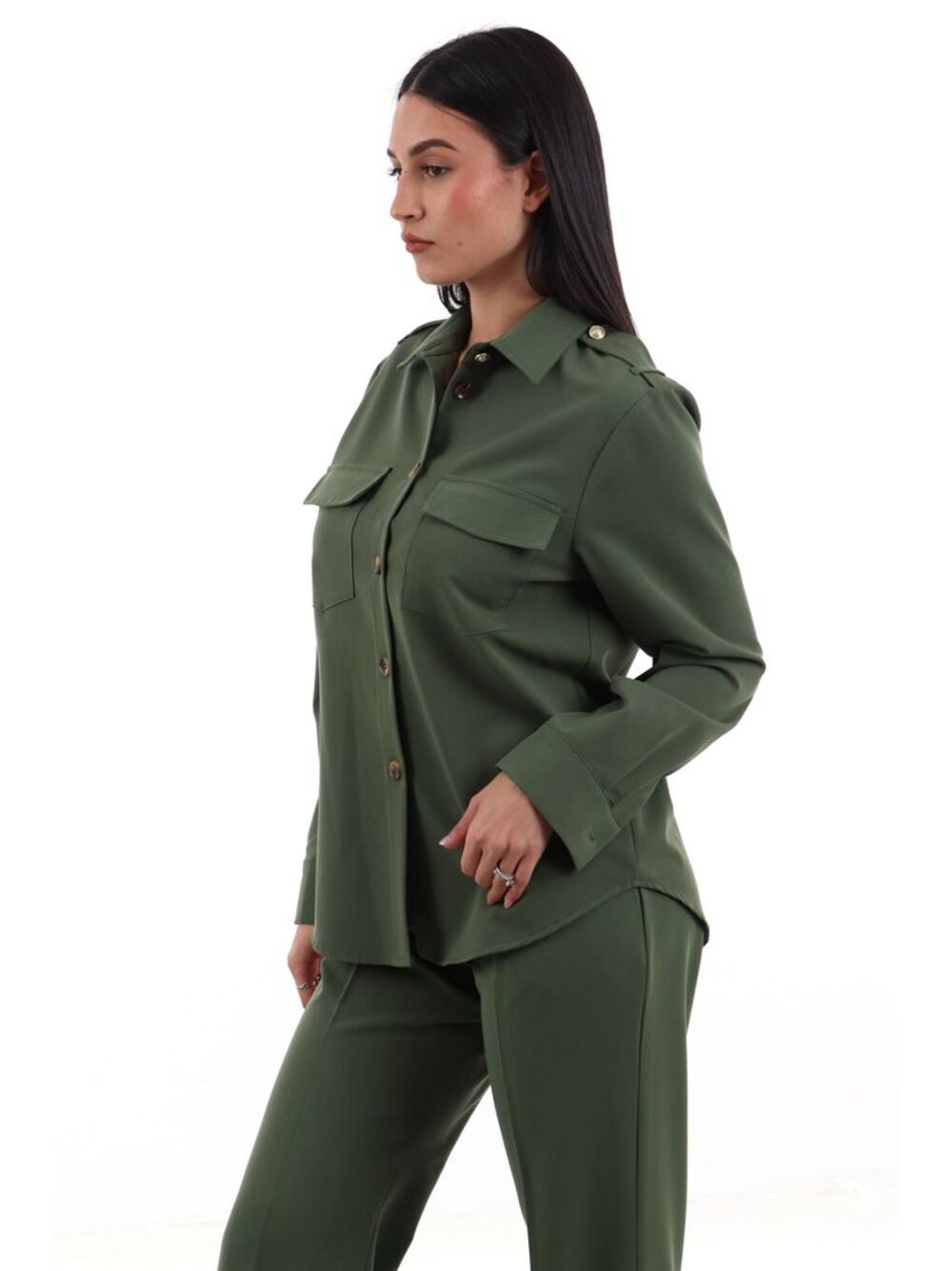 I AM Camicia Donna Mod. 33067OVERSHIRT MILITARE Militare
