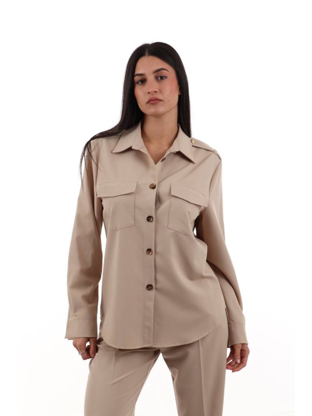 I AM Camicia Donna Mod. 33067OVERSHIRT TABACCO Tabacco