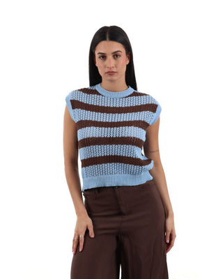 I AM Gilet Donna Mod. 6091 M8CROCHET MORO/CELESTE
