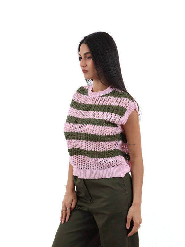 I AM Gilet Donna Mod. 6091 M8CROCHET VEDRE/ROSA