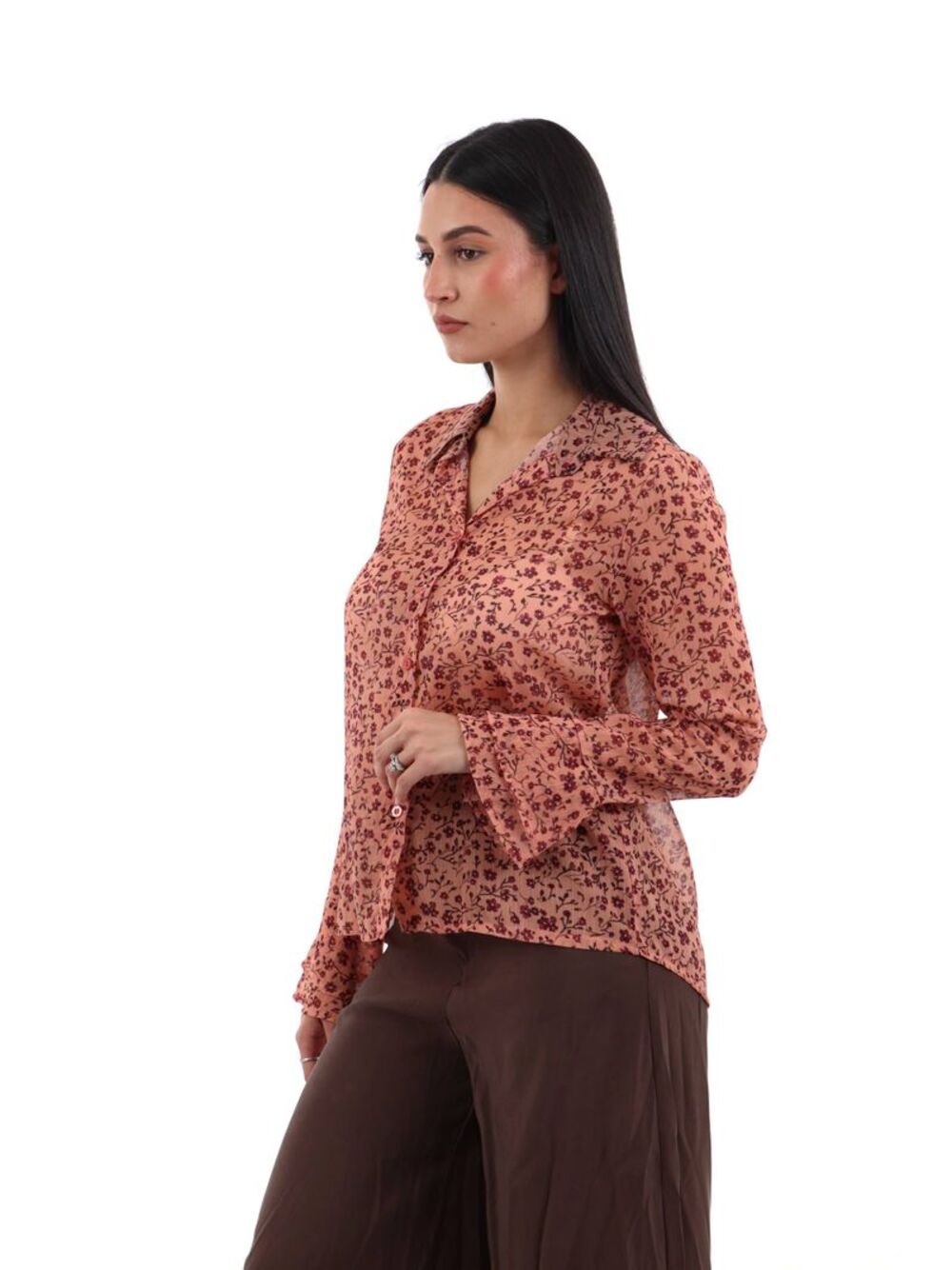 I AM Camicia m/l Donna Mod. 95242 FIORE ROSA Rosa