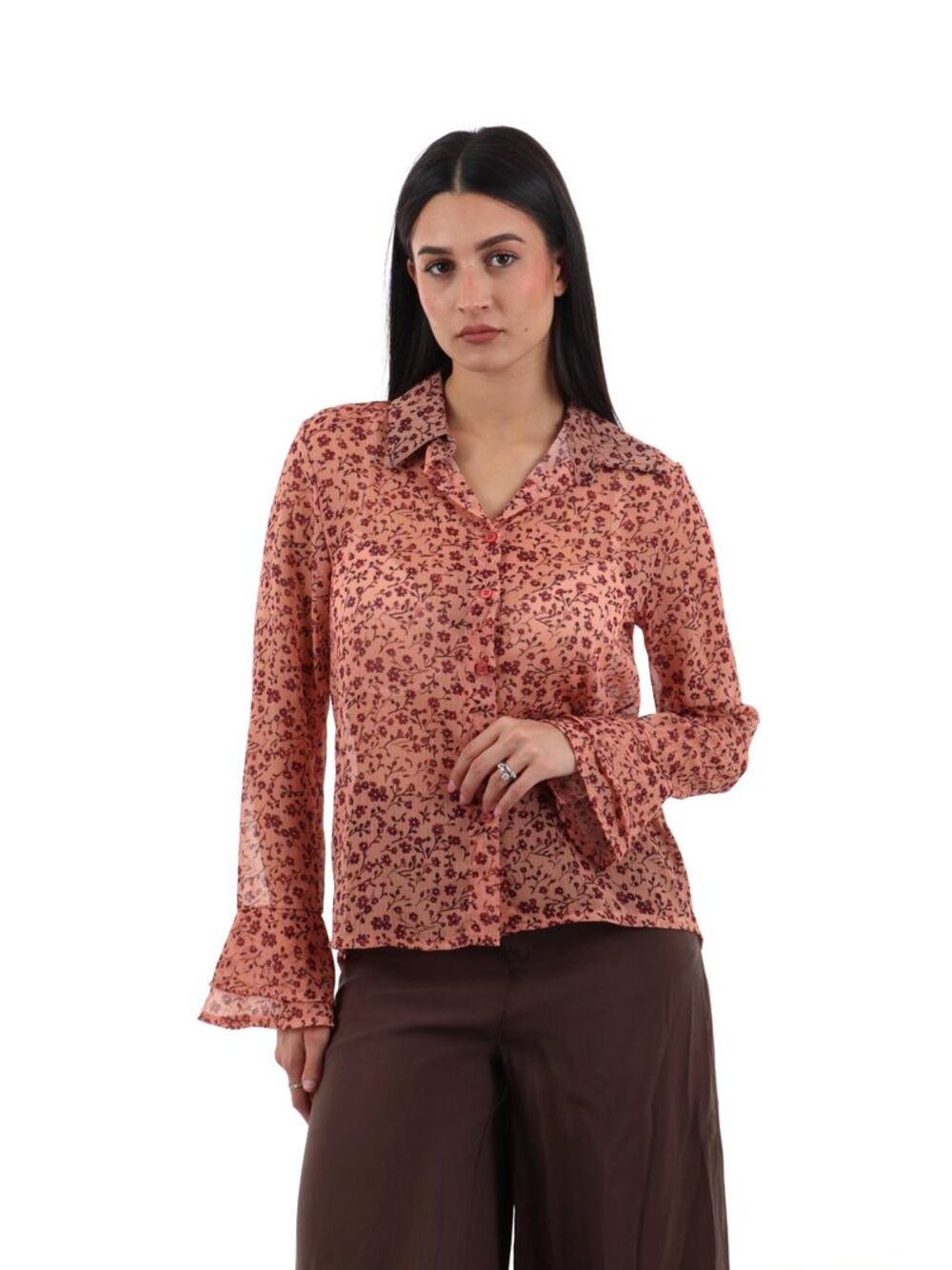 I AM Camicia m/l Donna Mod. 95242 FIORE ROSA Rosa