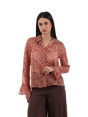 I AM Camicia m/l Donna Mod. 95242 FIORE ROSA Rosa