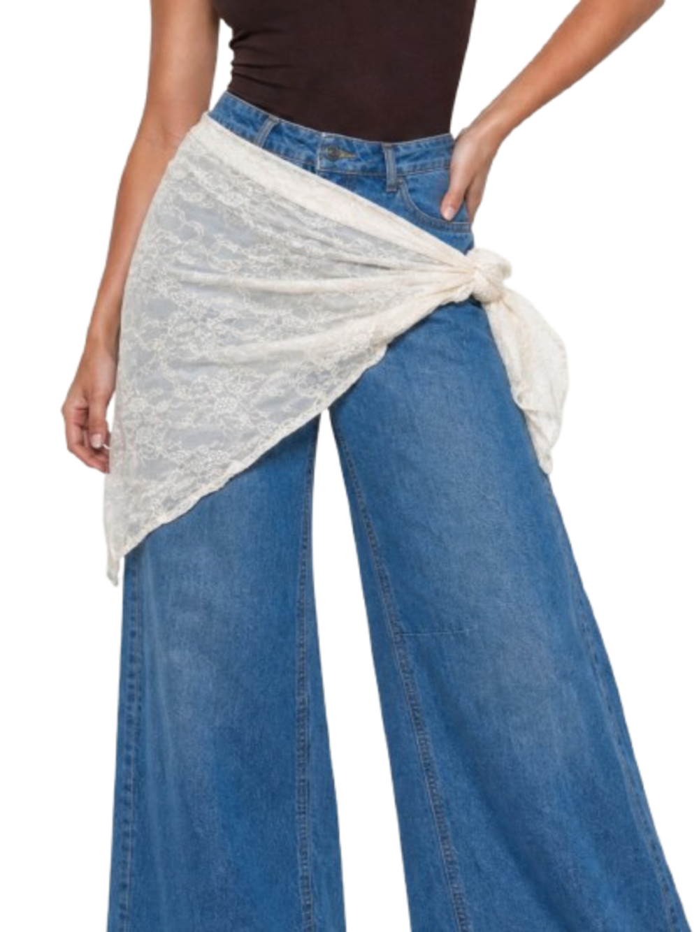 I AM Foulard Donna Mod. FAZZOLETTO PIZZO PANNA Panna