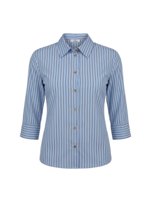 I AM Camicia Donna Mod. PE26074 POPELINE CIELO/TABACCO