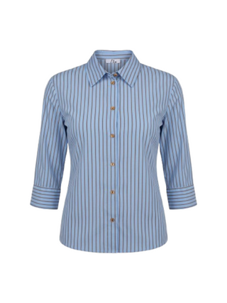 I AM Camicia Donna Mod. PE26074 POPELINE CIELO/TABACCO