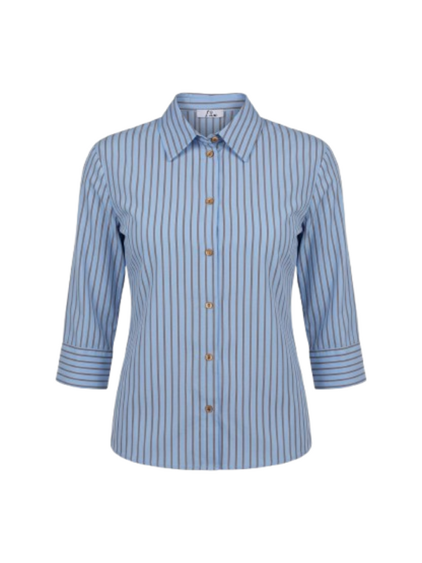 I AM Camicia Donna Mod. PE26074 POPELINE CIELO/TABACCO