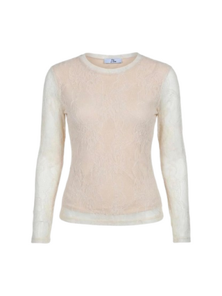 I AM Maglia Donna Mod. PIZZO M/L BEIGE Beige