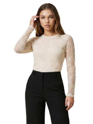 I AM Maglia Donna Mod. PIZZO M/L BEIGE Beige