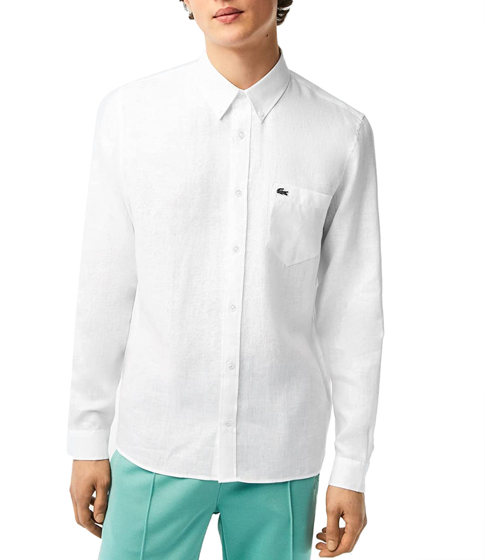 Lacoste Camicia Manica Lunga Uomo Mod. CH5692 LINO 001 Bianco