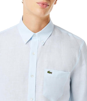 Lacoste Camicia Maniche Lunghe Uomo Mod. CH5692 LINO T01 Celeste
