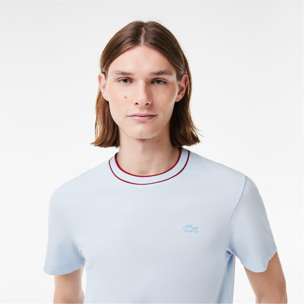 Lacoste T-shirt Uomo Mod. TH8174 PIQUET-ELAST J2G Celeste