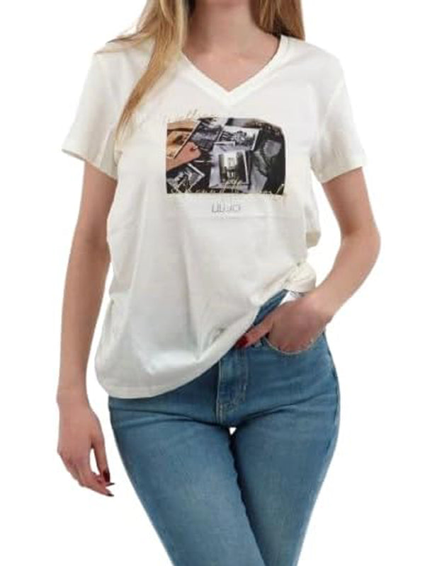 Liu Jo T-shirt Donna Mod. TA6057 JS923 P9187 Panna