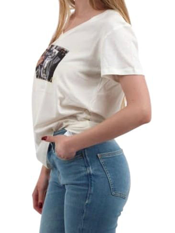 Liu Jo T-shirt Donna Mod. TA6057 JS923 P9187 Panna
