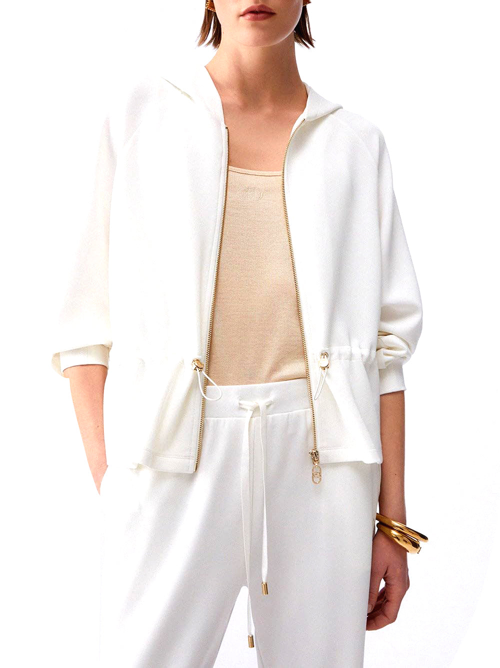 Liu Jo Felpa Zip Donna Mod. TA6076 JS869 10105 Panna