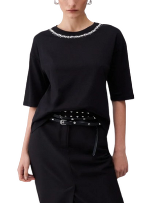 Liu Jo white T-shirt Donna Mod. WA6128 JS904 P9320 Nero