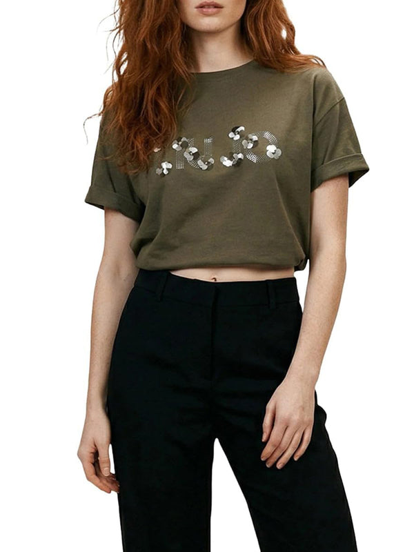 Liu Jo white T-shirt Donna Mod. WA6238 JS923 P9330 Verde