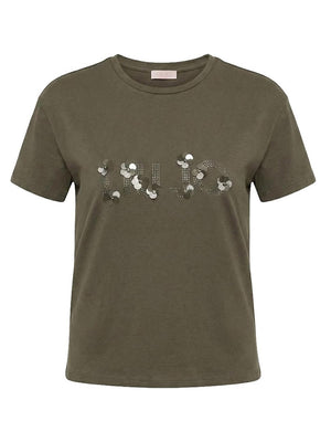 Liu Jo white T-shirt Donna Mod. WA6238 JS923 P9330 Verde