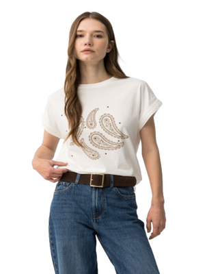 Tiffosi T-shirt Donna Mod. 10065011 NATALIE 110 Bianco brillante