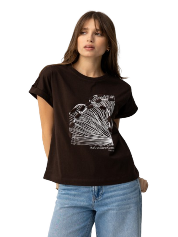Tiffosi T-shirt Donna Mod. 10065827 JERMAINE 290 Cioccolato