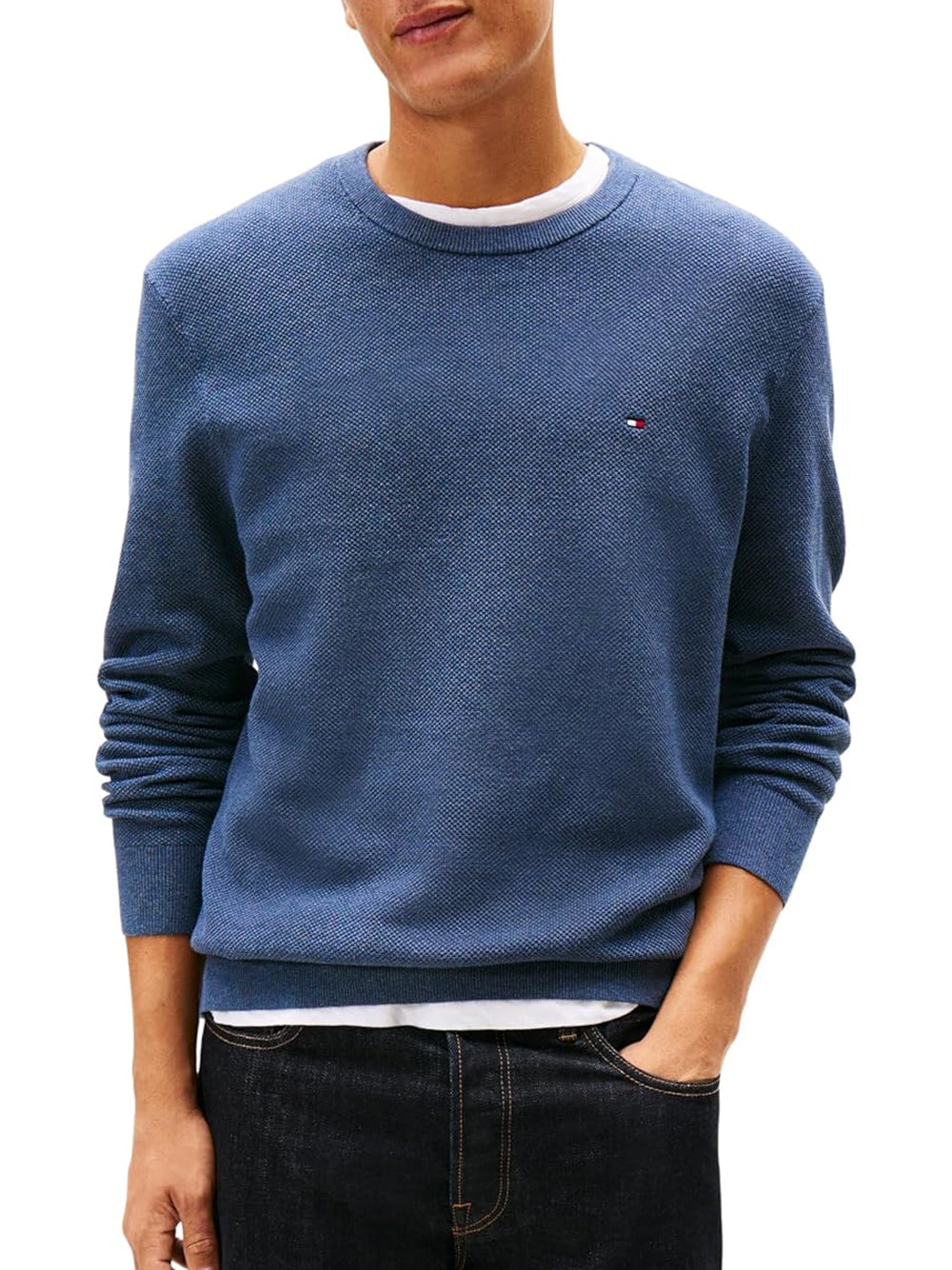 Tommy Hilfiger Maglione Girocollo Uomo Mod. MW0MW36347 DBZ Denim