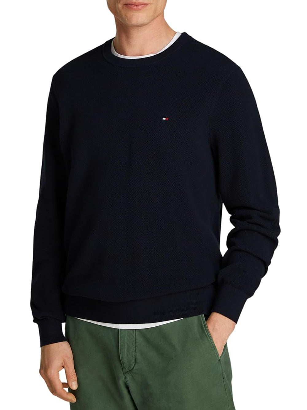 Tommy Hilfiger Maglione Girocollo Uomo Mod. MW0MW36347 DW5 Blu