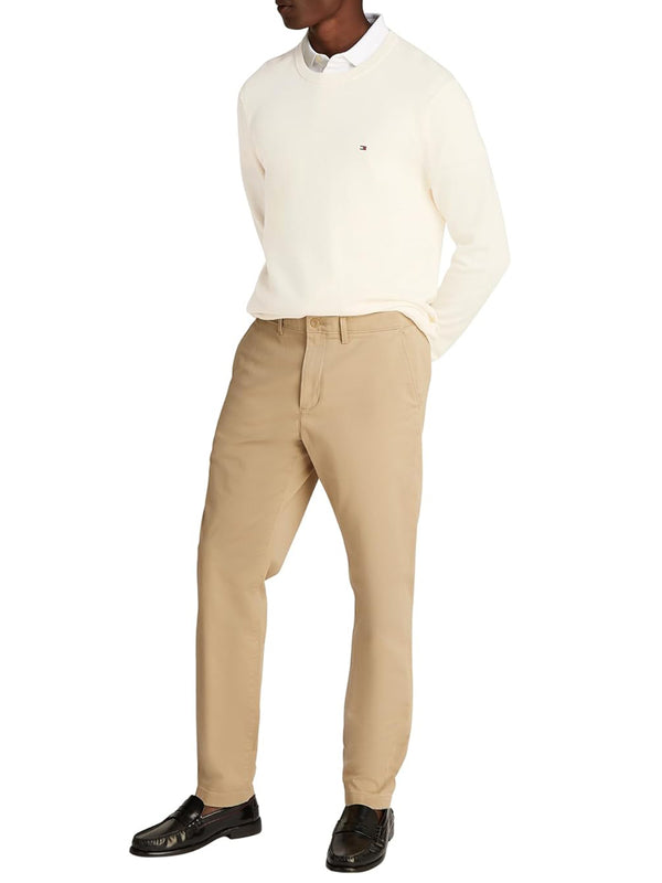 Tommy Hilfiger Maglione Girocollo Uomo Mod. MW0MW36347 ZOO Latte