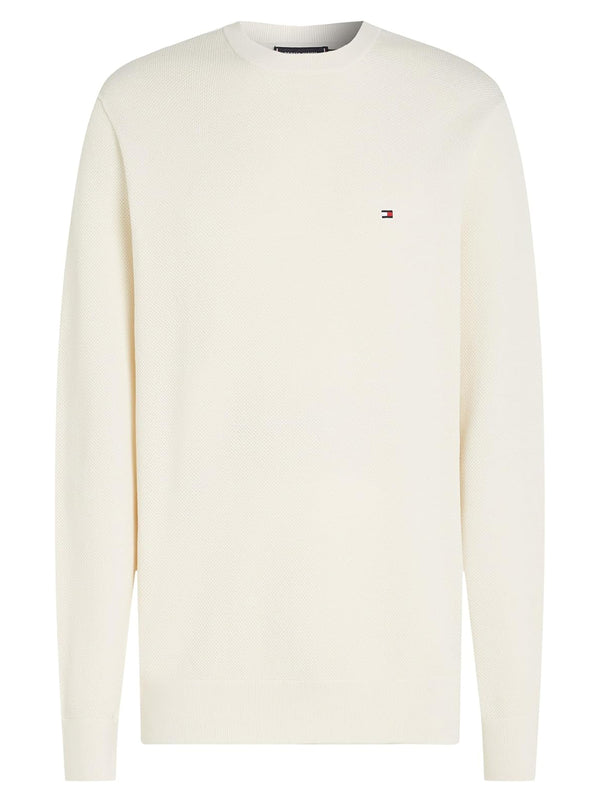 Tommy Hilfiger Maglione Girocollo Uomo Mod. MW0MW36347 ZOO Latte