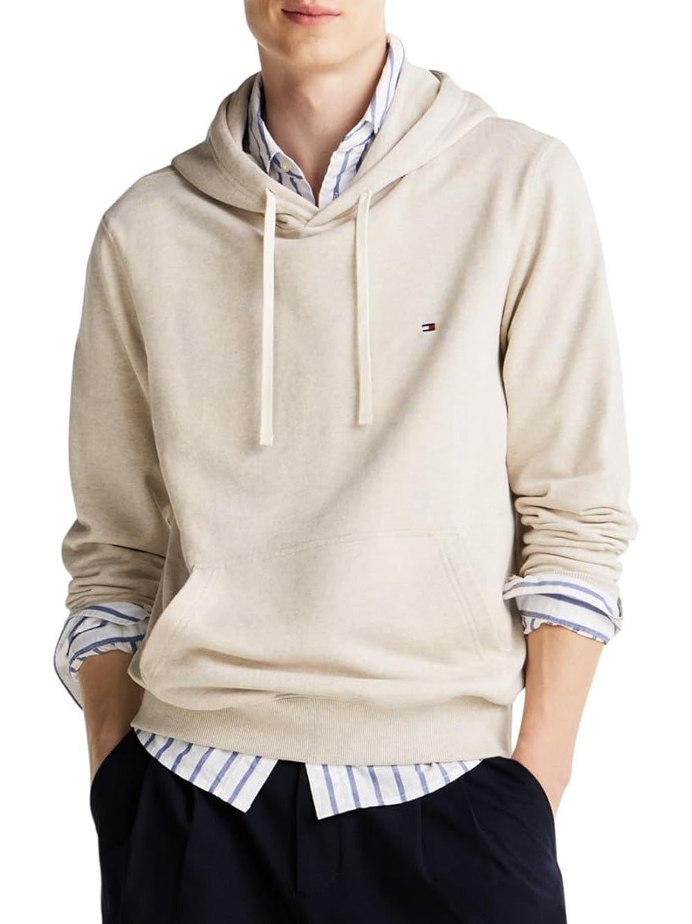 Tommy Hilfiger Felpa cappuccio Uomo Mod. MW0MW37235 HGF Panna
