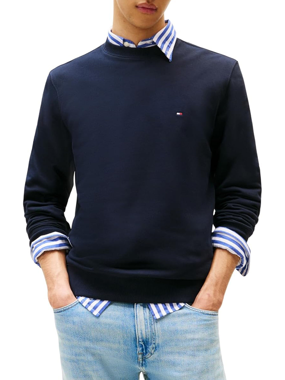Tommy Hilfiger Felpa Girocollo Uomo Mod. MW0MW37237 DW5 Blu